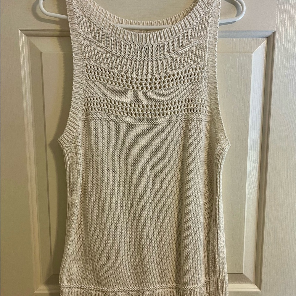 LOFT Cream Knit Tank Top